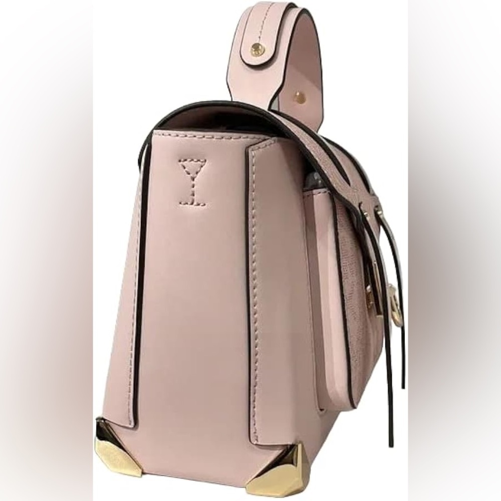 Michael Kors Manhattan Medium Leather and Logo  crossbody Powder Blush - Picture 12 of 16